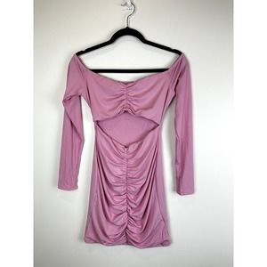 COPY - NWOT Naked Wardrobe Ruched Off The Shoulder Dress Pink LRG